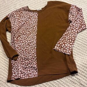 Cotton Bleu Brown Leopard Print Top